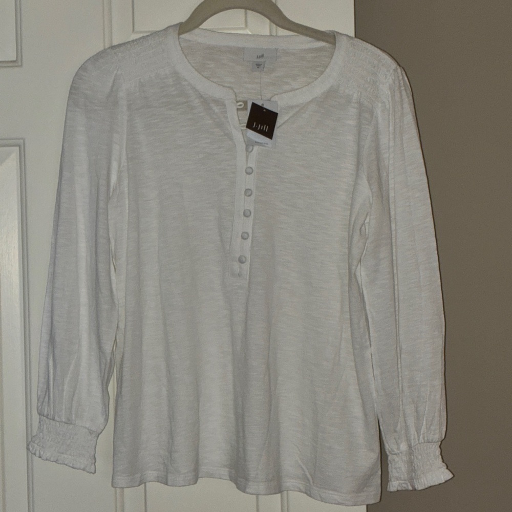 NWT J. Jill White Long Sleeve Top Sz XS - Picture 5 of 7